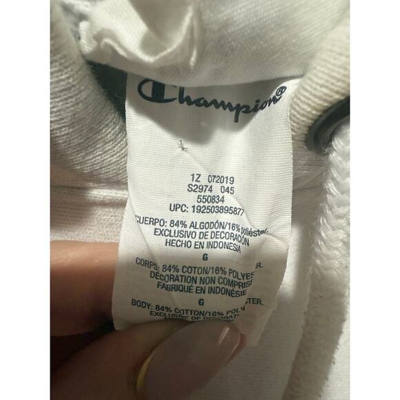 Champion RWSS reverse weave white hoodie sweatshirt L - Picture 8 of 8